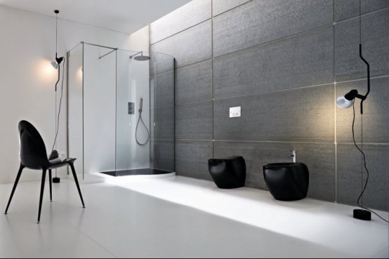 Refine Black And White Sanitary Ware For Modern Bathroom
