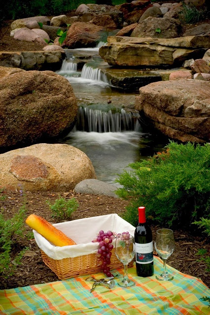 Waterfalls are great to organize a romantic picnic near by.