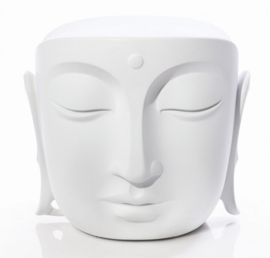 Relaxing Buddha Head Table And Pouf