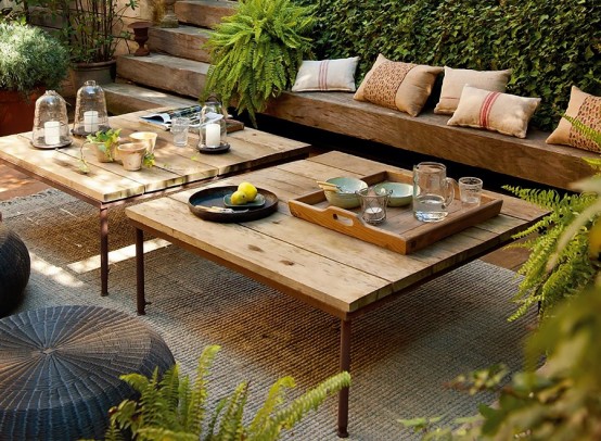 Relaxing Terrace Design In Natural Wood And Lots Of Green