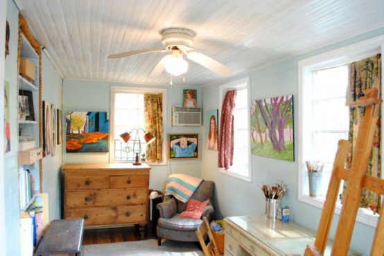 Retro House With Numerous Works Of Art And Vintage Things