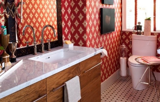 Retro Styled Bathroom Resembling Of A Living Room