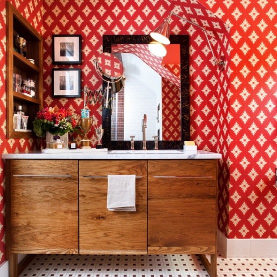 Retro Styled Bathroom Resembling Of A Living Room