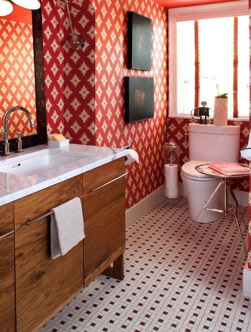 Retro Styled Bathroom Resembling Of A Living Room