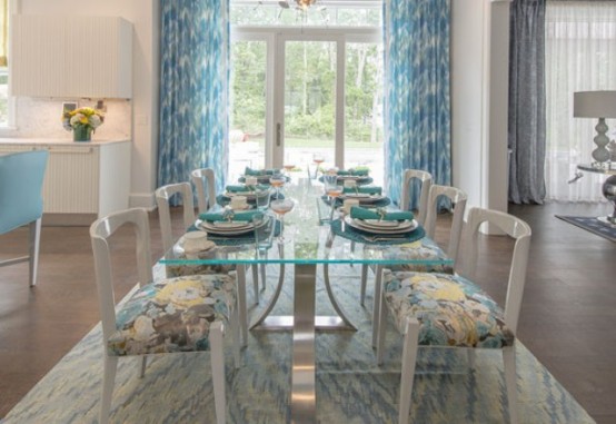 Romantic Kitchen Design With Turquoise Accents