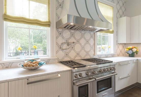 Romantic Kitchen Design With Turquoise Accents