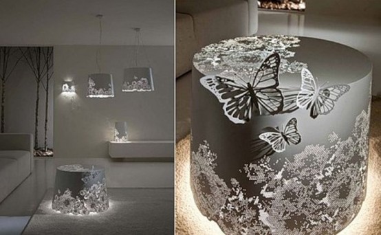 Romantic White Lamp With Butterflies