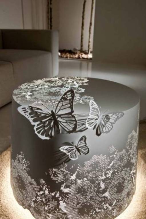 Romantic White Lamp With Butterflies