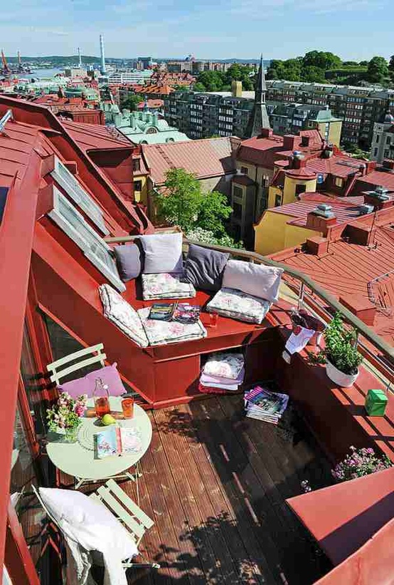 Even a tiny terrace could provide a number of inviting spaces for entertaining.