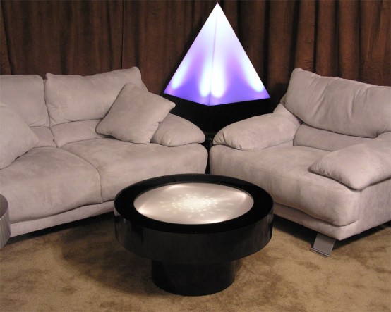 Rotating White Halogens Cocktail Table