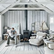 Rustic Coastal House Of Stone Gray Color