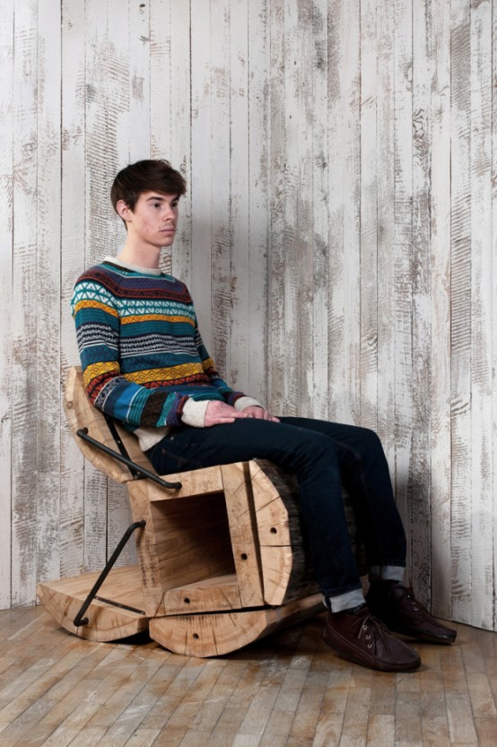 Rustic Eco Friendly Chair Of An Oak Log