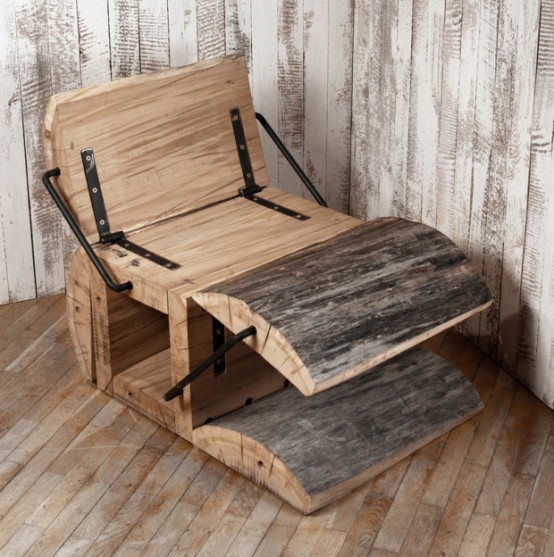 Rustic Eco Friendly Chair Of An Oak Log
