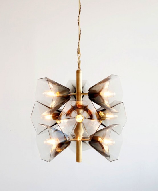 Satin Brass Hand Blown Chandelier In Earthy Tones