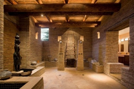 Sculptural Rough Stone Bathroom