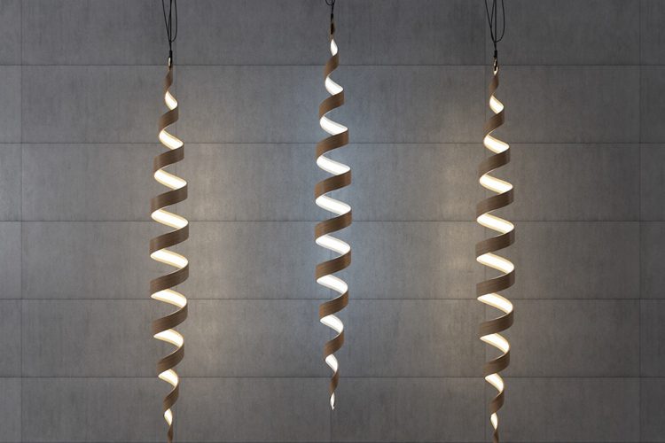 Sculptural Spiral Lamp Collection Made Of Veneer