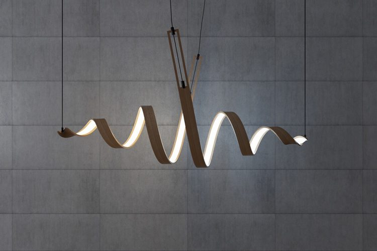 Sculptural Spiral Lamp Collection Made Of Veneer