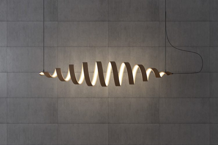 Sculptural Spiral Lamp Collection Made Of Veneer