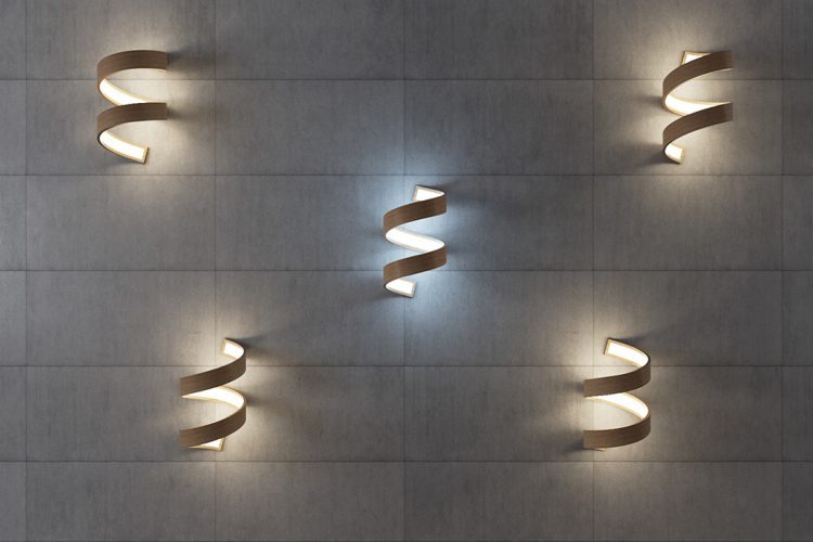 Sculptural Spiral Lamp Collection Made Of Veneer