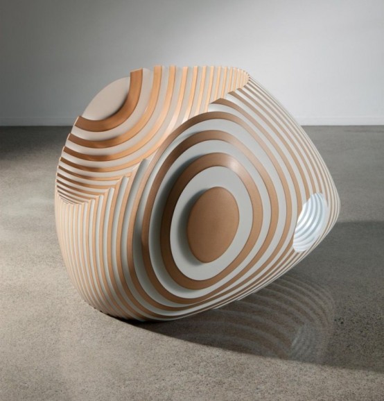 Sculptural Wooden Beehive Chair