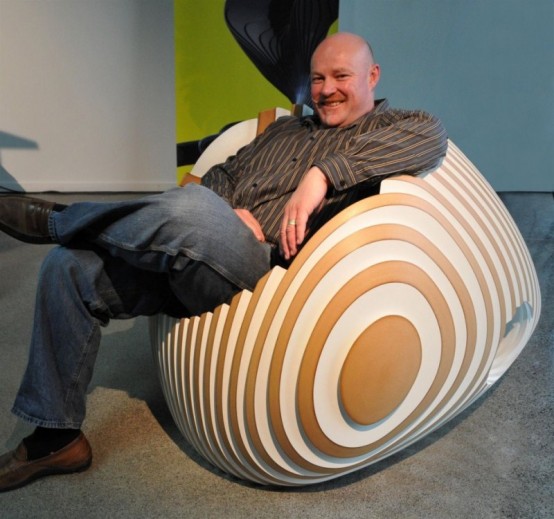 Sculptural Wooden Beehive Chair