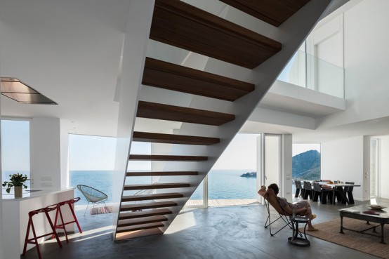 Seafront Sunflower House With Geometric Design