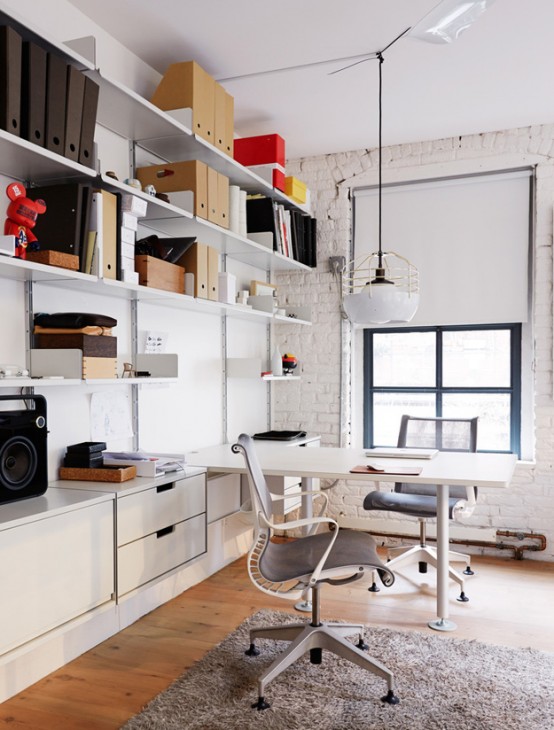 Serene Scandinavian Loft With White Brick Walls And Huge Windows