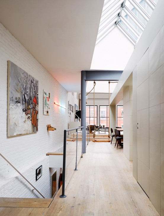 Serene Scandinavian Loft With White Brick Walls And Huge Windows