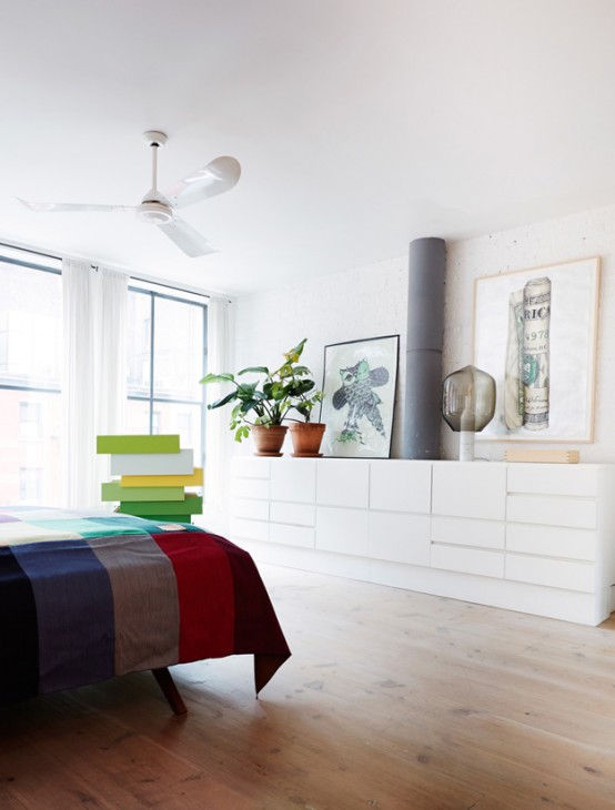 Serene Scandinavian Loft With White Brick Walls And Huge Windows