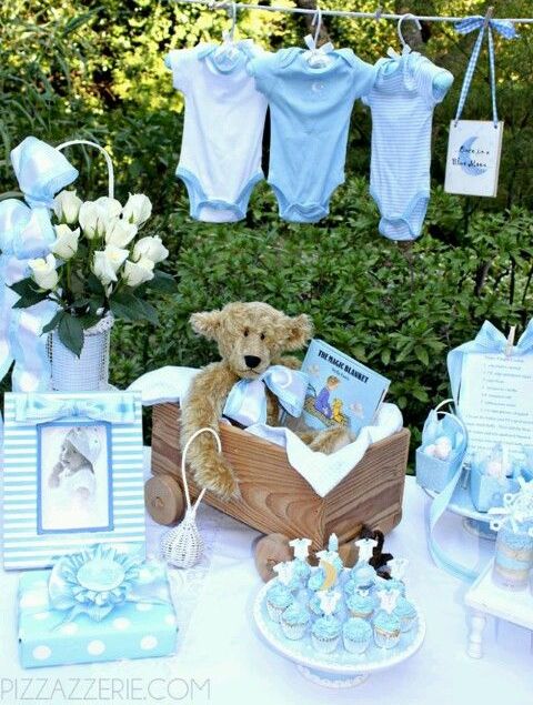 serenity colored boy baby shower