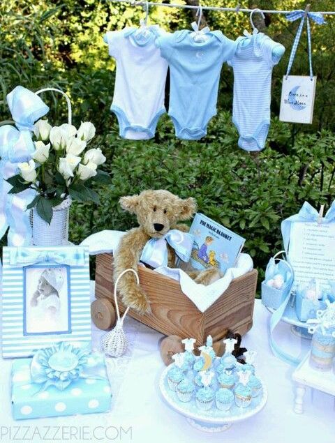 teddy bear baby boy shower decorations