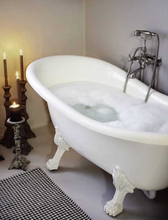 Shabby Chic Bathroom With A Hearth And A Sideboard