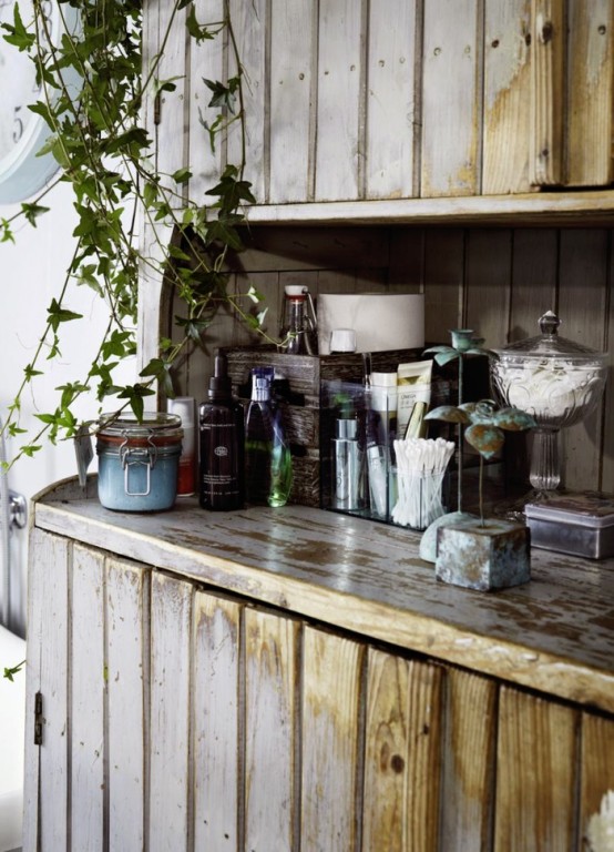 Shabby Chic Bathroom With A Hearth And A Sideboard