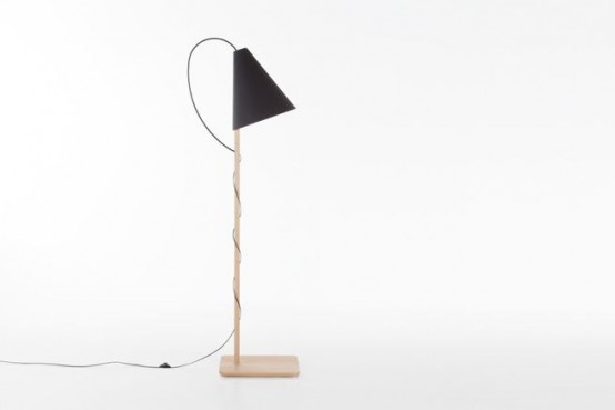 Simple Clarina Floor Lamp With A Solid Beech Base