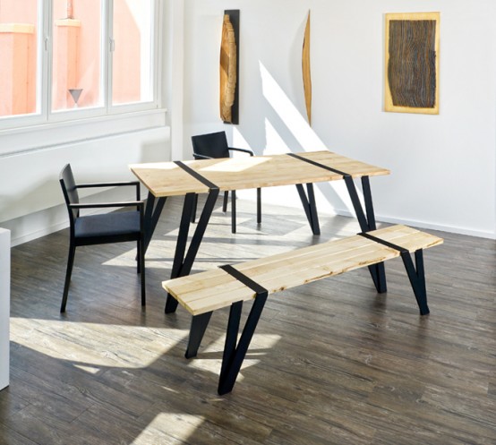 Simple Dining Table And Bench By Manuel Welsky