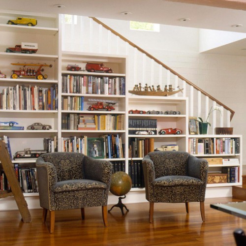 Use all space available. Storage under stairs is always a practical solution.
