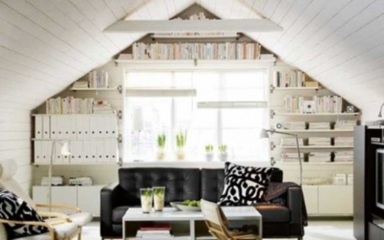 Built-ins is a perfect way to use the space around windows. You'll get lots of storage and display space that otherwise would be lost.

to give your living room architectural presence as well as an organized appearance. Frame a doorway with shelves, or consider cabinetry around a fireplace.