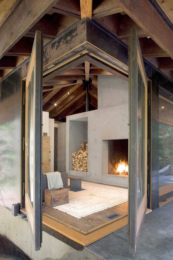 Small And Natural House Design On A River