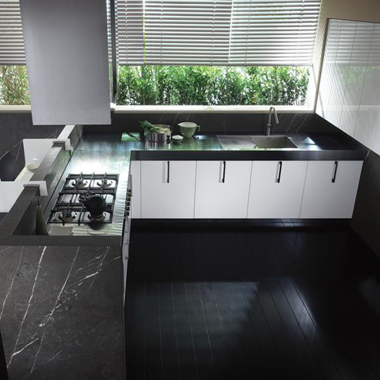 Contemporary Stone Kitchen on Small Space by Ernestomeda