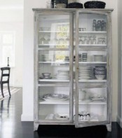 a whitewashed glass cupboard is a gorgeous solution to store and display your stuff is a lovely idea for a kitchen or dining space