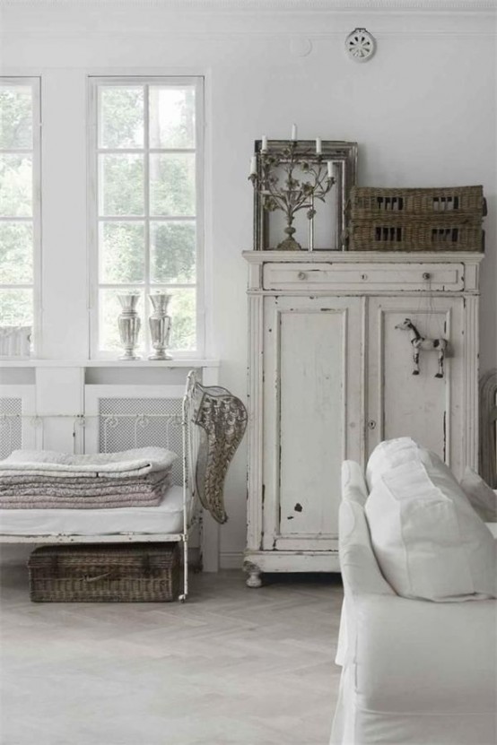 a whitewashed cabinet is a stylish idea for a Scandinavian, shabby chic or just vintage interior and it looks very cool