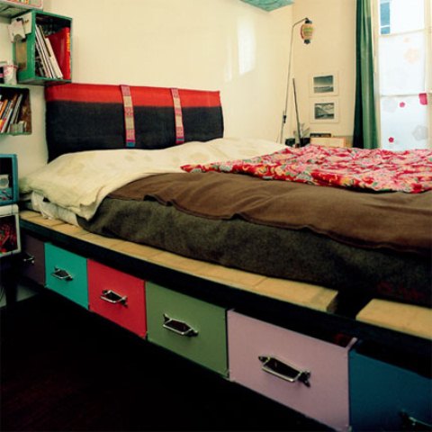 To add a splash of color you could paint drawer fronts in different colors. Perfect for a kids bedroom.