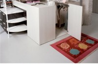 a bed with a whole wardrobe inside – with drawers and hangers for clothes is an ultimate solution in case you have no place for your outfits