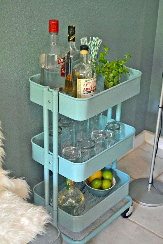 IKEA Raskog cart as a mini bar