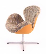 a quirky and cool chair covered with cozy crochet will make your staying home cozier and more comfortable