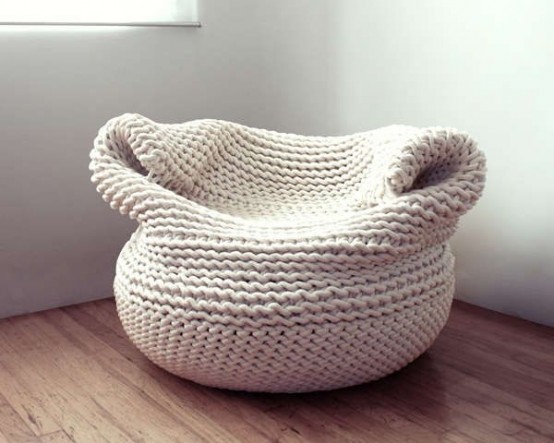 a fully crochet beanbag chair in neutrals will finish off your space and will make your home inviting