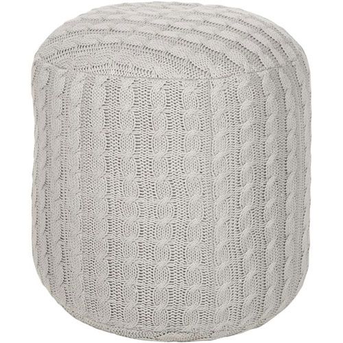 a neutral knit ottoman is a timeless idea to add a cozy feel to the space and make it very chic
