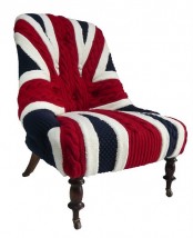 a fabulous British flag knit chair with refined legs is a fantastic accent piece that won’t let you go