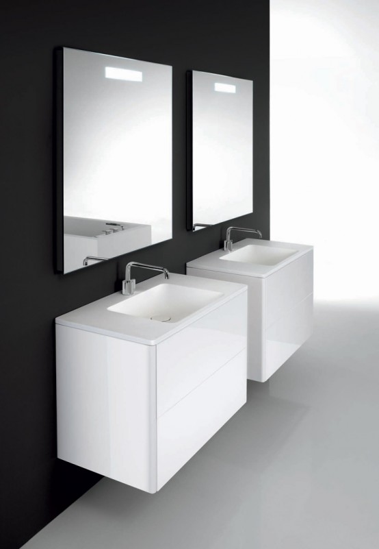 Soft Minimalist Functional Bathroom Furniture