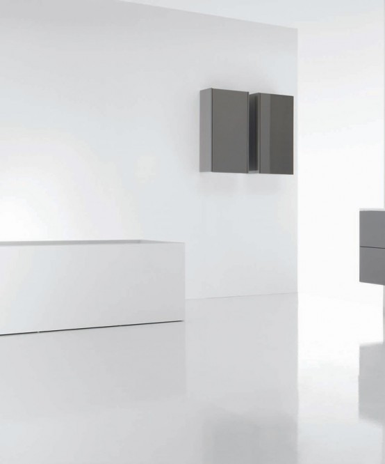 Soft Minimalist Functional Bathroom Furniture
